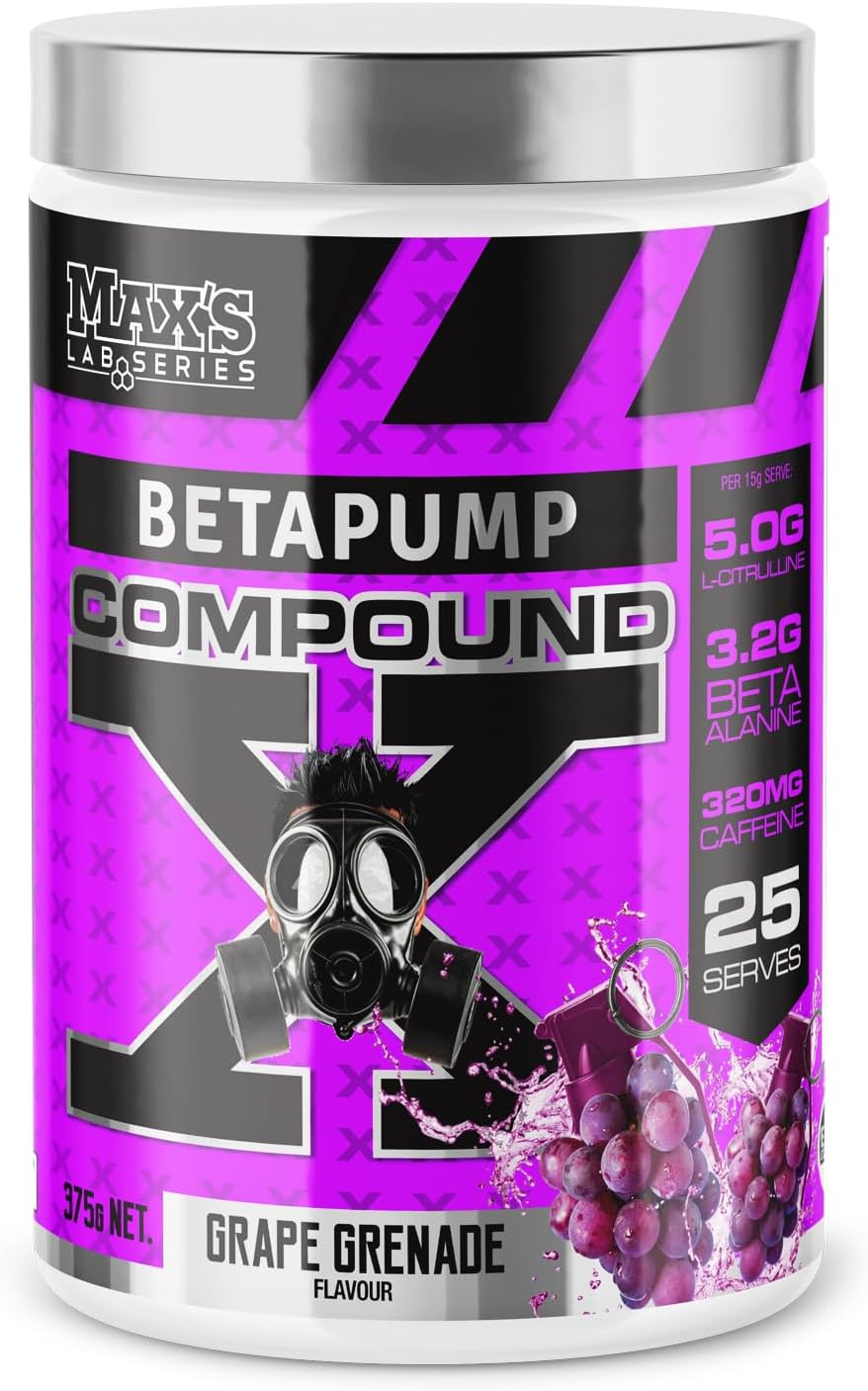 Maxs Lab Series Beta Pump Compound Grape Grenade Pre-Workout Powder 375G image number 1