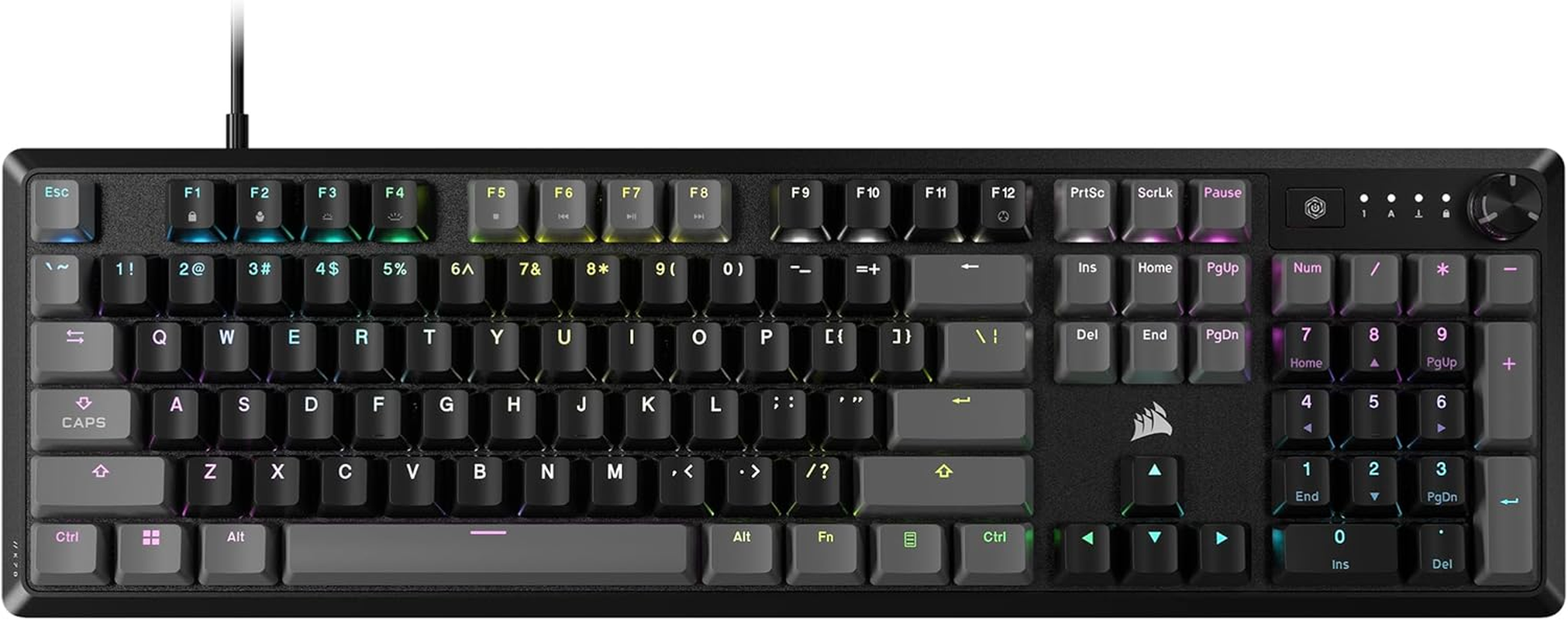 CORSAIR K70 CORE RGB Mechanical Gaming Keyboard - CORSAIR Red Linear Keyswitches - Sound Dampening - Media Control Dial - Icue Compatible - QWERTY NA Layout - Black