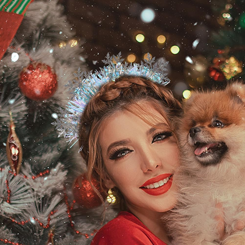 Beaupretty Pack of 3 Christmas Snowflake Headbands, Snowflake Headbands, Christmas Glitter Tinsel Headbands, Christmas Costume Hair Accessories for Women And image number 1