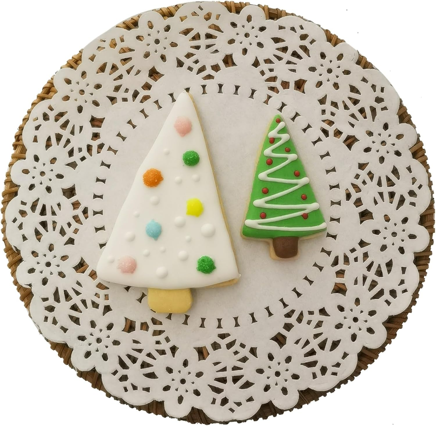 Tree Shaped Cookie Cutters Set of 2 Pcs, Stainless Steel Christmas Tree Fondant Cutter Molds Baking DIY, 4 Inches/2.5 Inches (Tree Shape C) image number 1