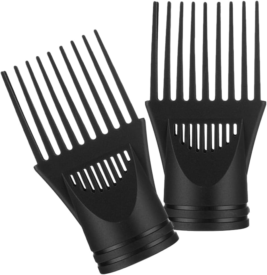 2 Pcs Black Hair Dryer Comb, Hair Styling Nozzle Tool for Straightening Detangling Fine Curly Natural Appliances, Nozzle Plastic Hairdryer Blow Comb Attachment Styling Tools image number 5
