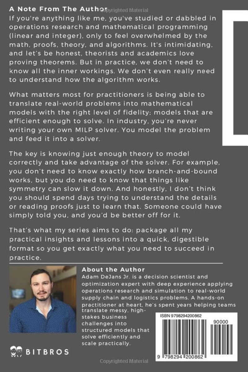 The MILP Optimization Handbook: an Introduction to Linear and Integer Programming for Practitioners image number 1