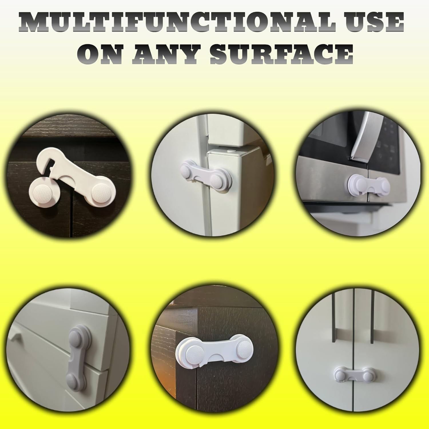 Cabinet Door Locks for Baby Proof and Child Safety, 5 Pack Cabinet Locks with Adhesive for Drawer Cupboards Fridge Closet and Pantry, Childproof Door Latch (Color White - 5 PCS) image number 1