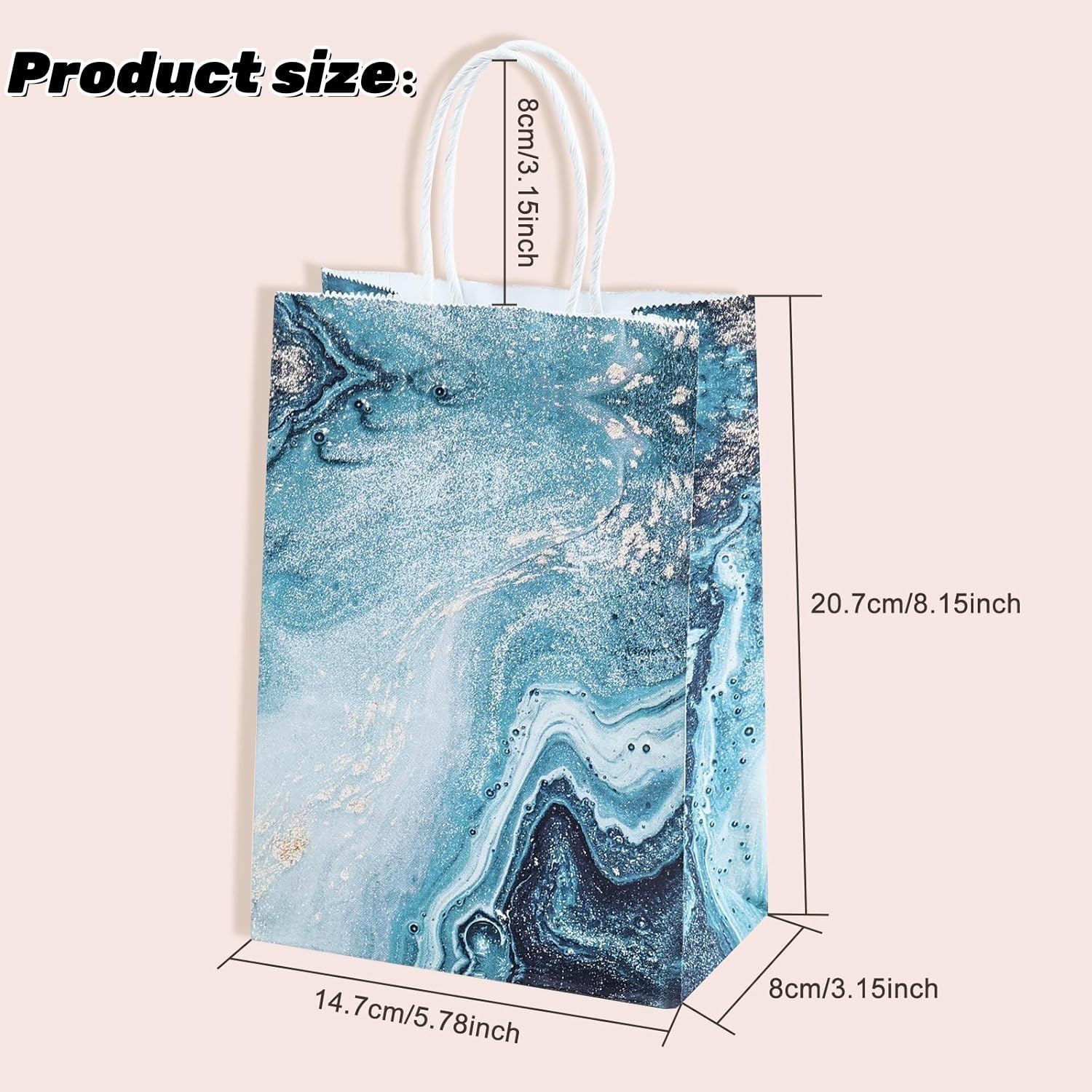 Kraft Paper Gift Bags with Handles, Pack of 10 Gift Bags, Kraft Paper Bags with Handle, Multiple Colours, Party Bag Set, Suitable for Wedding, Birthday, Party Accessories and Gifts - Dinosaur Five Colors image number 7