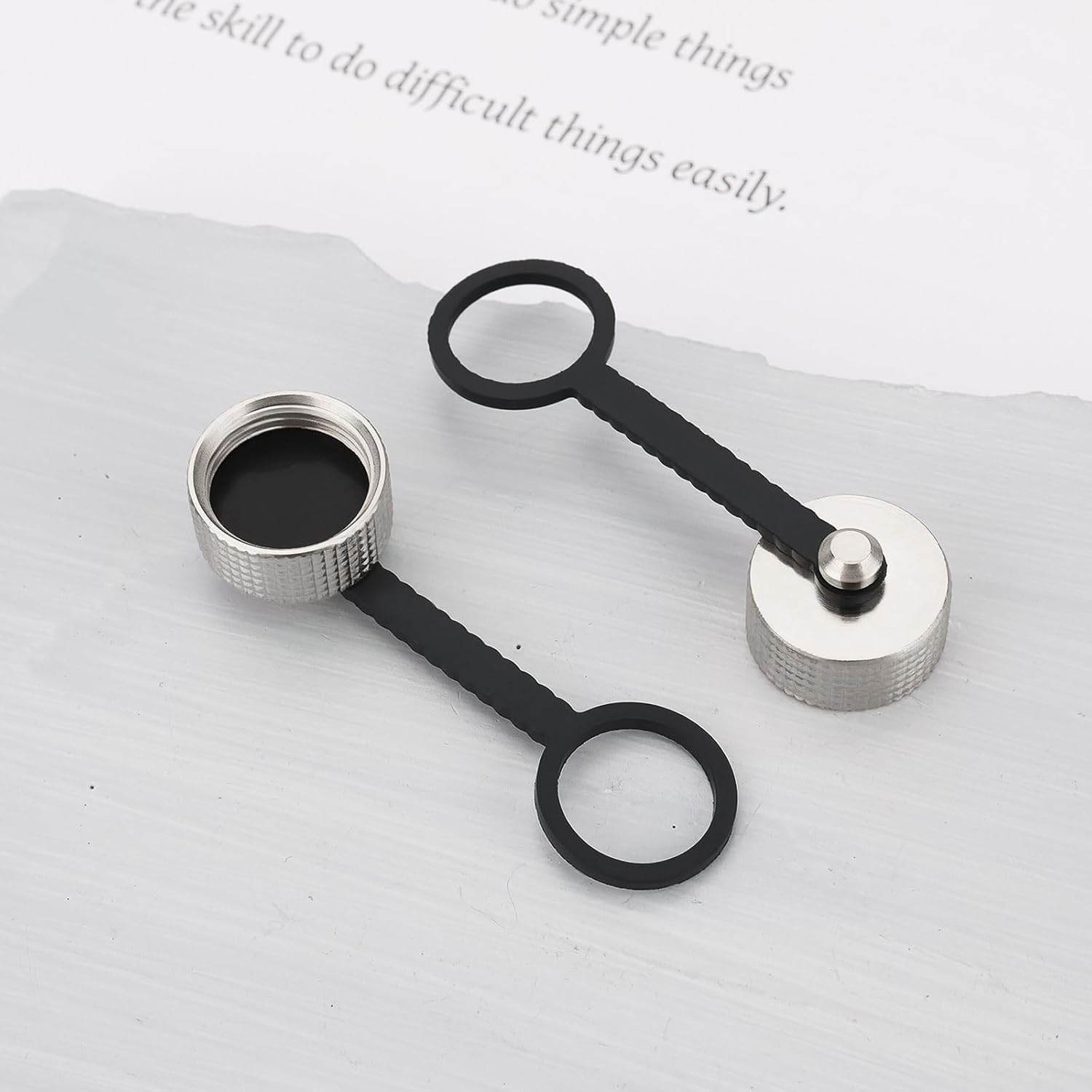 SG Store 5Pcs GX16 Aviation Connector Plug Cover Aviation Connector Metal Dust Cover Rubber Chain for Electronic Equipment Industrial Equipment