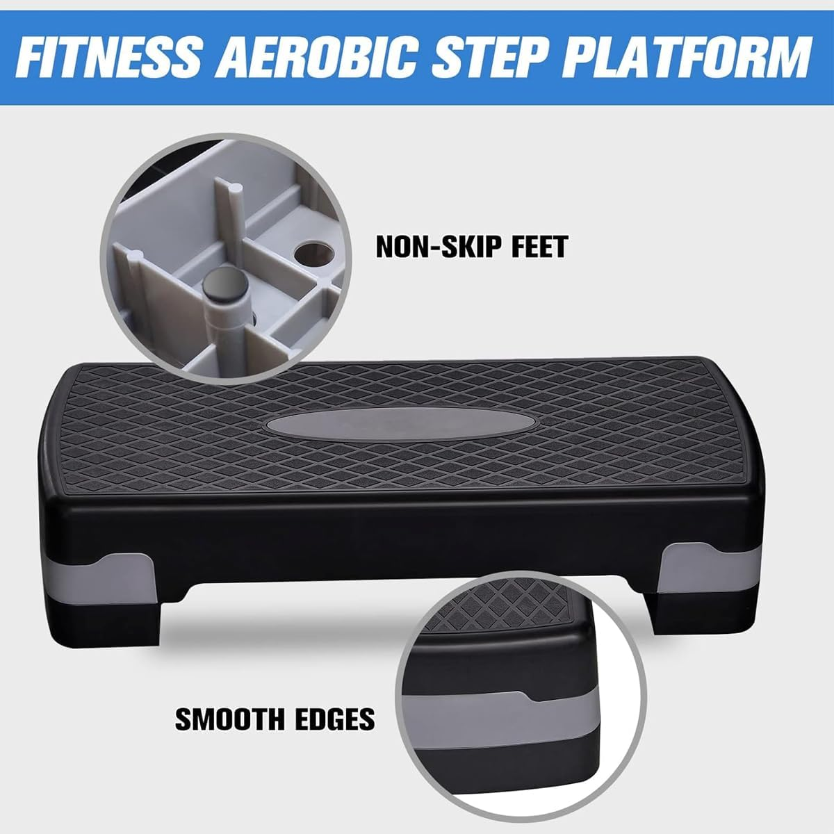 AIMALL Aerobic Step Platform for Home Gym - Adjustable Exercise Stepper with Non-Slip Surface and Anti-Skid Rubber Feet, Fitness Block Bench Riser image number 4