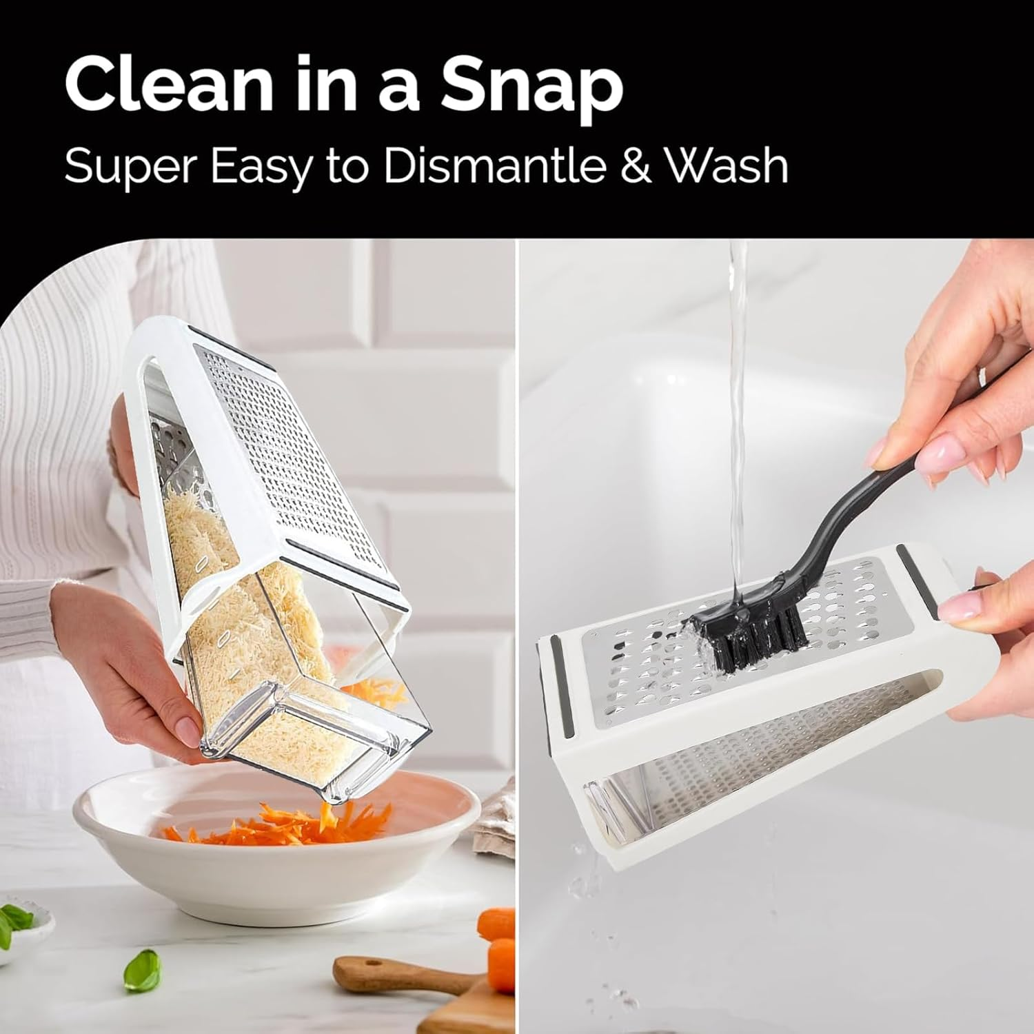 2-Sided Kitchen Grater, Vegetable Slicer Stainless Steel with Container, for Vegetables, Potatoes & Cheese, Rustproof Square Grater with Fine/Coarse Side, for Kitchen Enthusiasts (22 X 13.5 X 8.5 Cm)