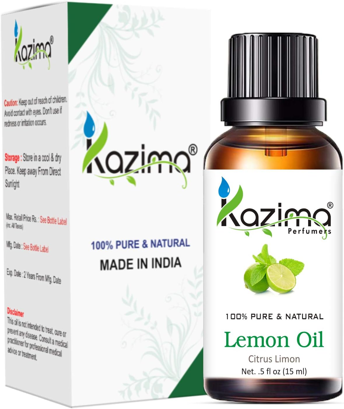 Kazima Combo Set of Rosemary Oil and Lemon Essential Oil (Each Products 15Ml) Ideal for Hair Loss Treatment, Promotes Hair Growth