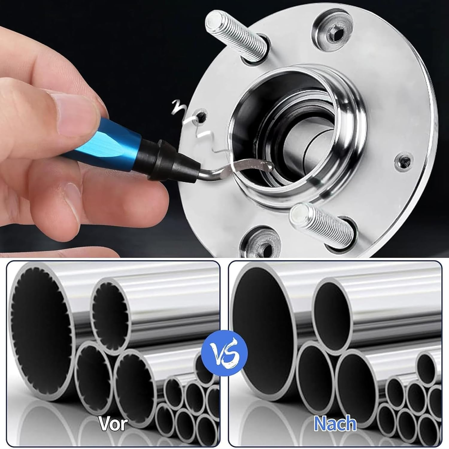 Deburring Tool Light Blue, 360&deg; Rotating Metal Deburring Handle, Blades for Deburring, Deburring 3D Print, with 10 Replacement Blades and 5 Diamond Files, Hand Deburrer, for Plastic, Aluminium image number 2