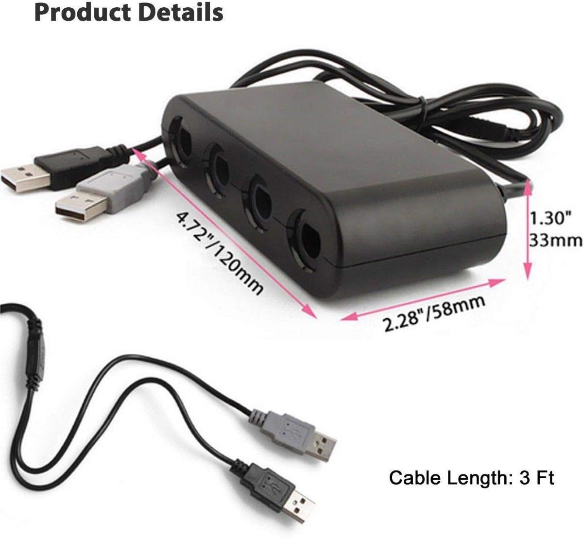 OSTENT 4 Port Controller Adapter Convertor for Nintendo Gamecube NGC to Wii U/Switch/Pc Terminal image number 1