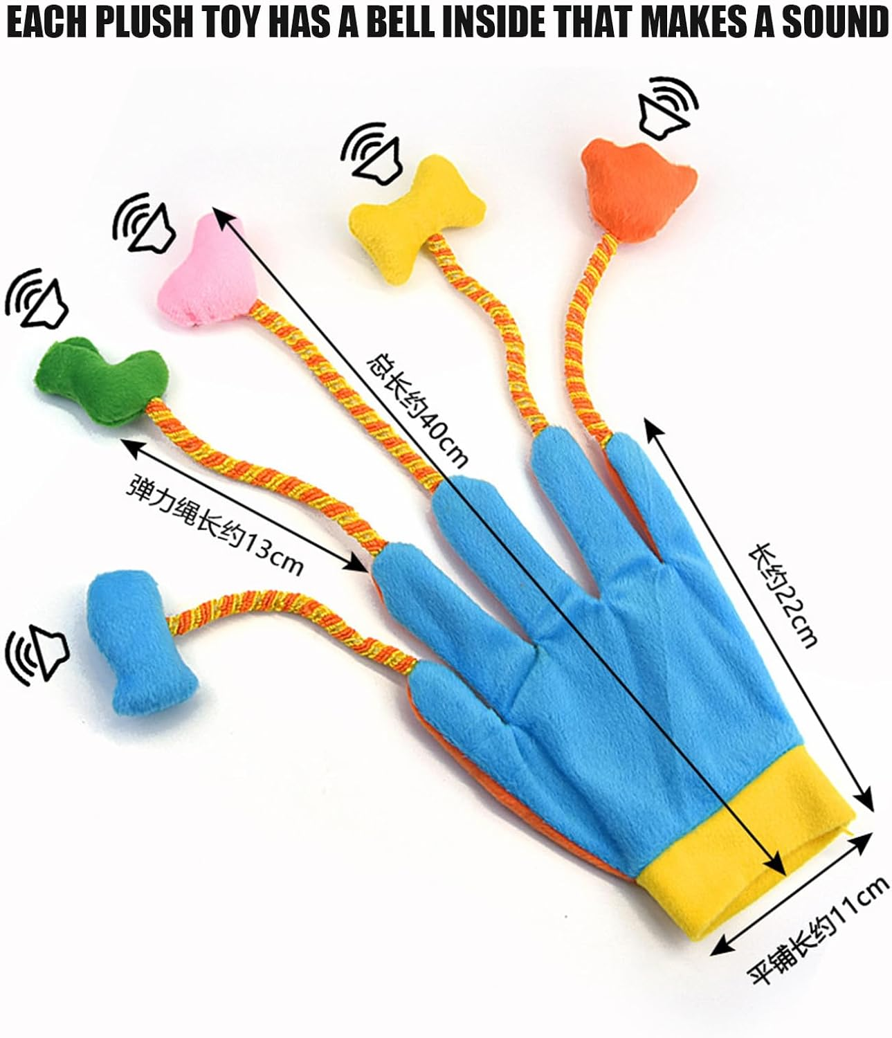 Cat Toy Gloves - Plush Toys Cat Toys Teaser Gloves | 5-Finger Cat Teaser Toy, Plush Gloves with Bells, Interactive Cat Toy for Indoor Cats Kittens, Pet Supplies
