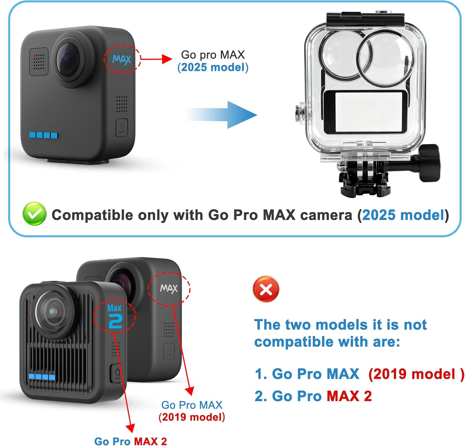 Fitstill 147FT/45M Underwater Waterproof Diving Case Only for Go Pro MAX 360 (2025),Anti-Scratch Invisible Dive Protective Cover Shell Housing with Bracket Mount Accessory(Not for MAX2&MAX 2019) image number 5