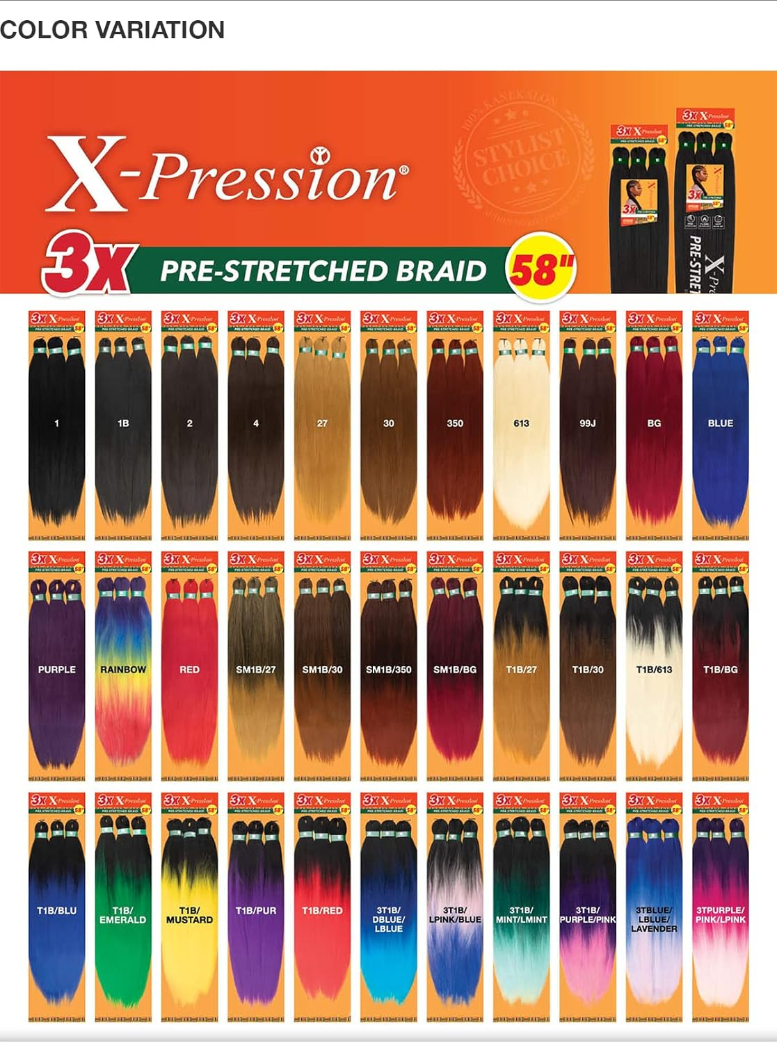 Sensationnel Braids African Collection 6X X-Pression Pre-Stretched Braid 58" (1-PACK, 1B) image number 3