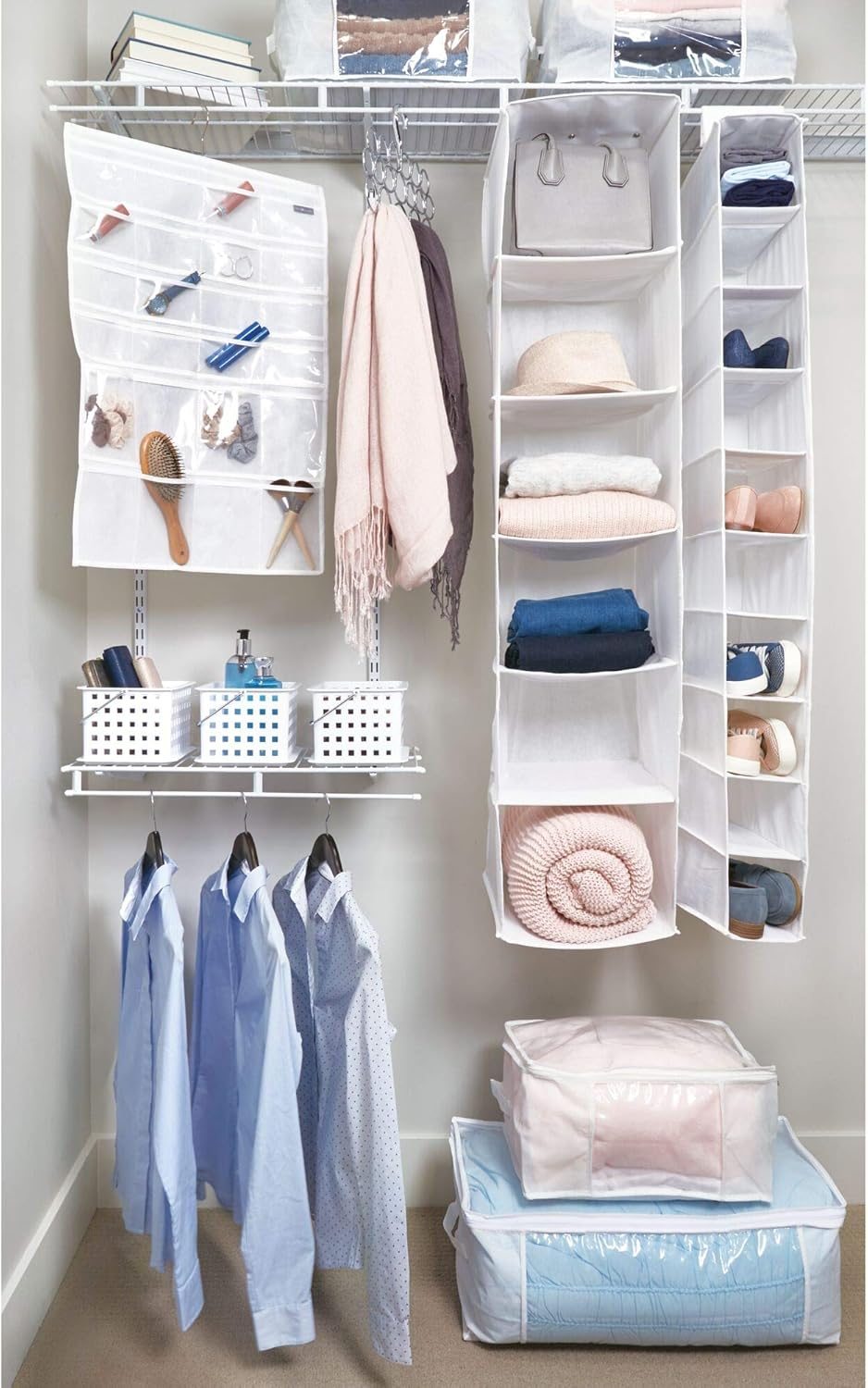 Interdesign Axis Scarf Holder with 18 Rings, Wardrobe Organiser for Scarves, Ties, Belts Etc., Made of Metal, Silver - Chrome image number 2