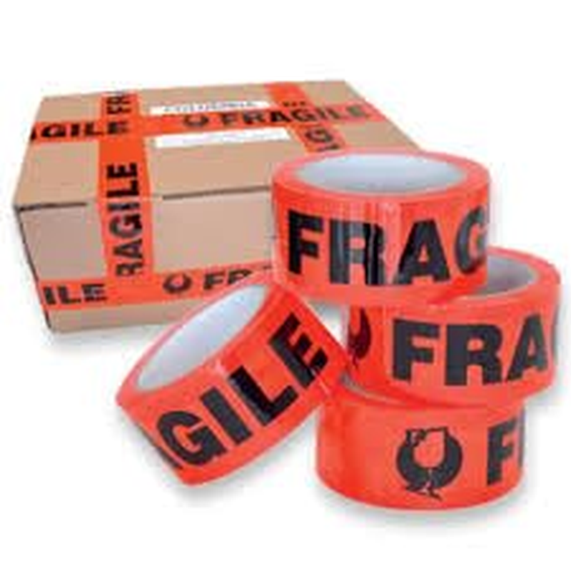 (12 Rolls) Fragile Packing Tape 48Mm X 75 Metres Sticky Packaging Tape Red Black Printed 45Um image number 1