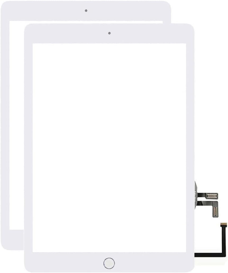 For Ipad 5 5Th Gen Screen Replacement A1822 A1823 2017 2 Pack Digitizer 9.7 Inch, for Ipad 5Th Generation Touch Glass with Home Button (White)