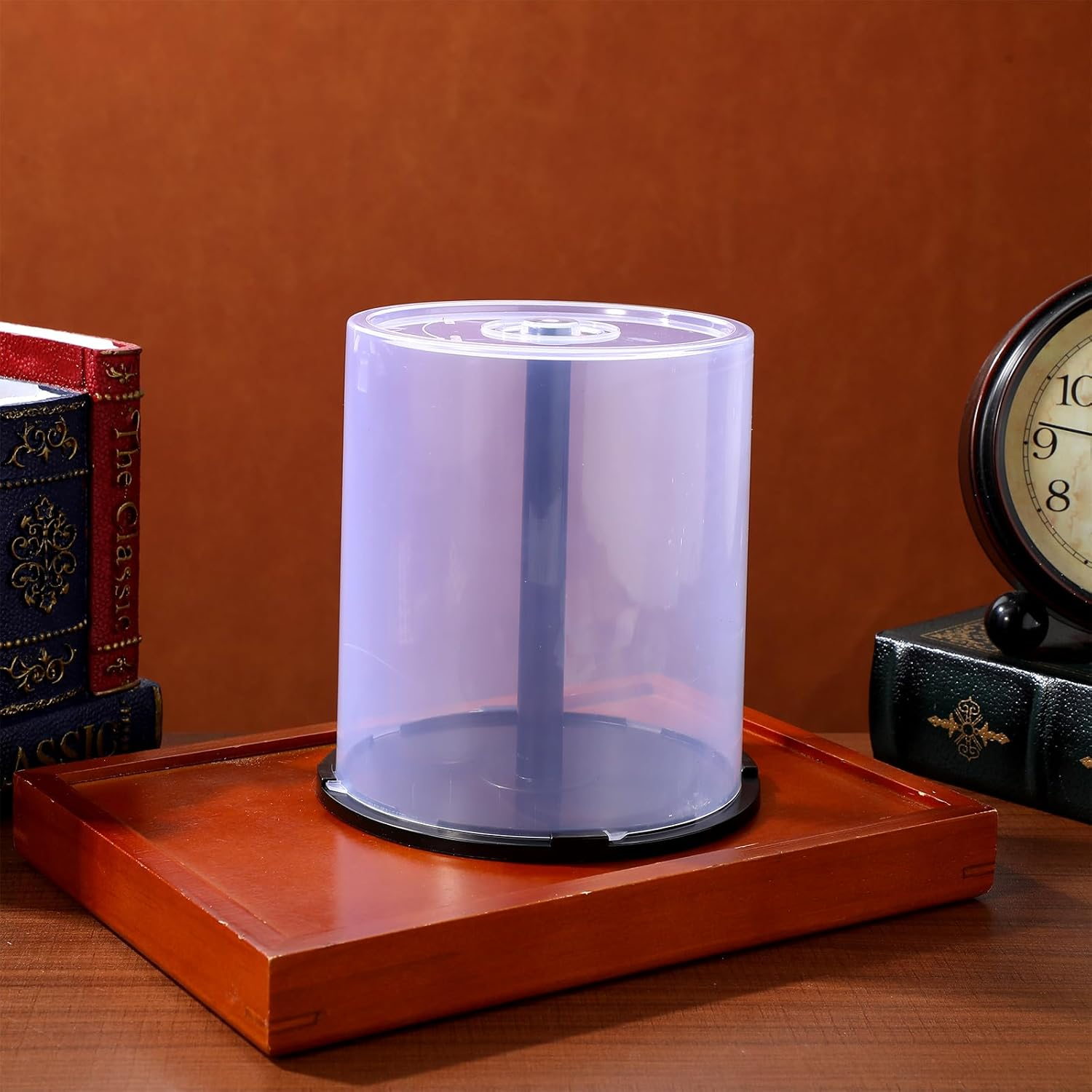 ABOOFAN CD/DVD Cake Box Spindle,6Pcs Empty CD DVD Cake Box 100-Disc CD/DVD Storage Bucket Clear Storage Box Container with Black Base for Bookshelf Desktop image number 6