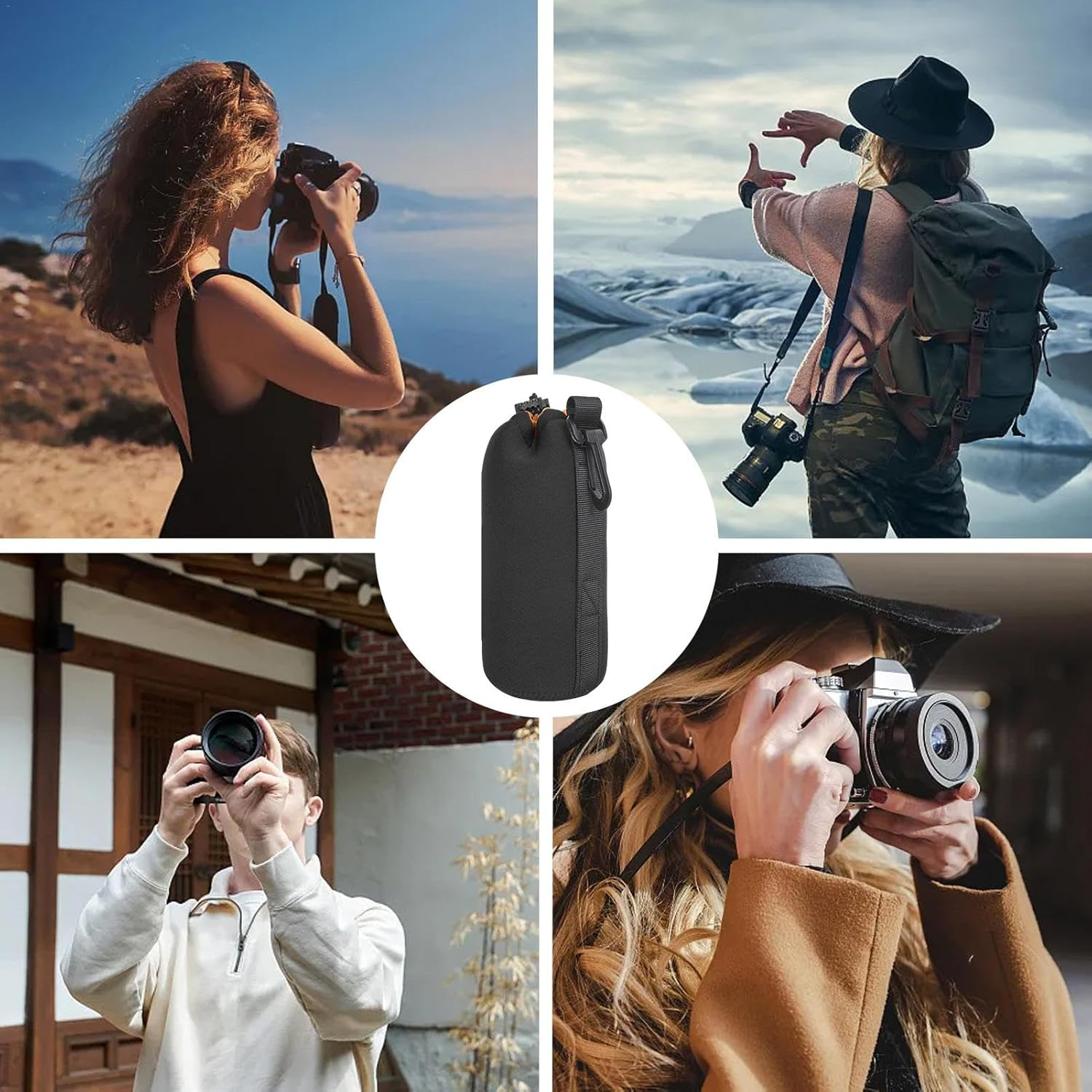 Thick Padded Pouch for Lens Bag, Pouch Case for DSLR SLR Camera Lens, Neoprene Large Lens Bag, Soft Neoprene DSLR Lens Bag, Protective Case for Camera Lens Storage, Telephoto Lens, Secure for DSLR SL image number 4