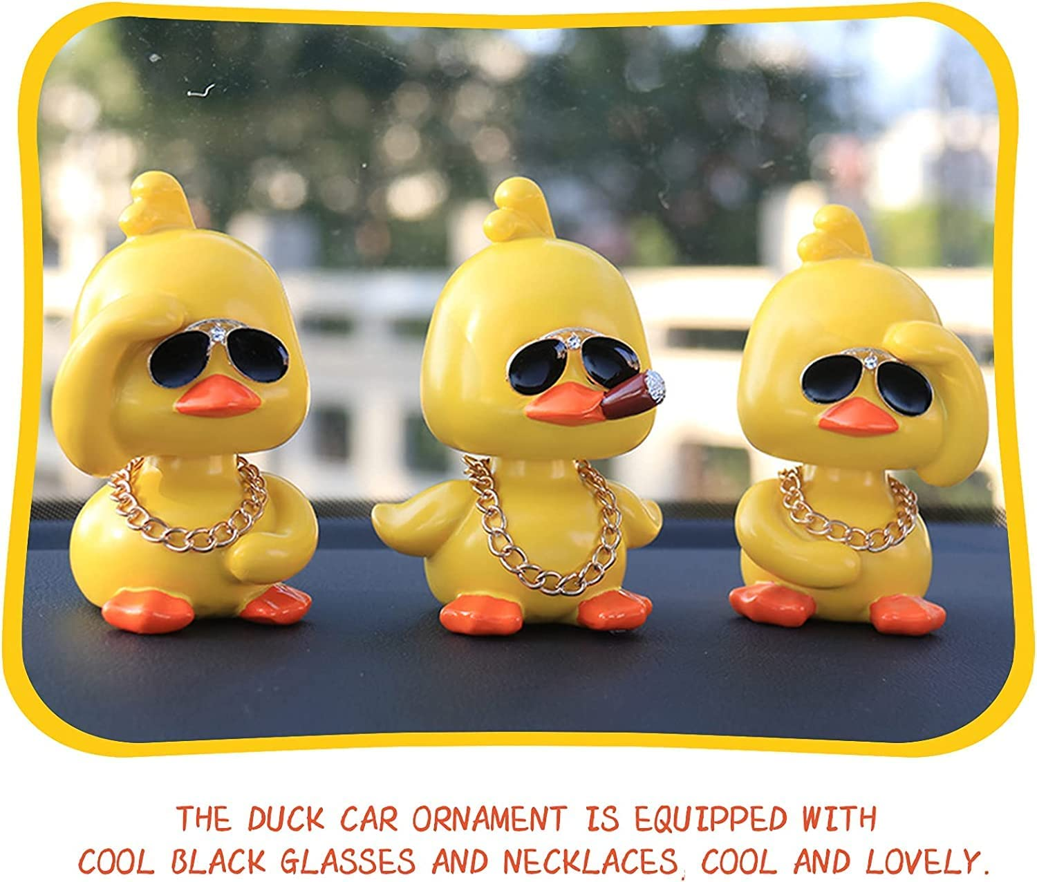 Wonuu Cute Yellow Duck Car Ornaments Cool Duck Car Dashboard Decorations Shaking Head Doll image number 2