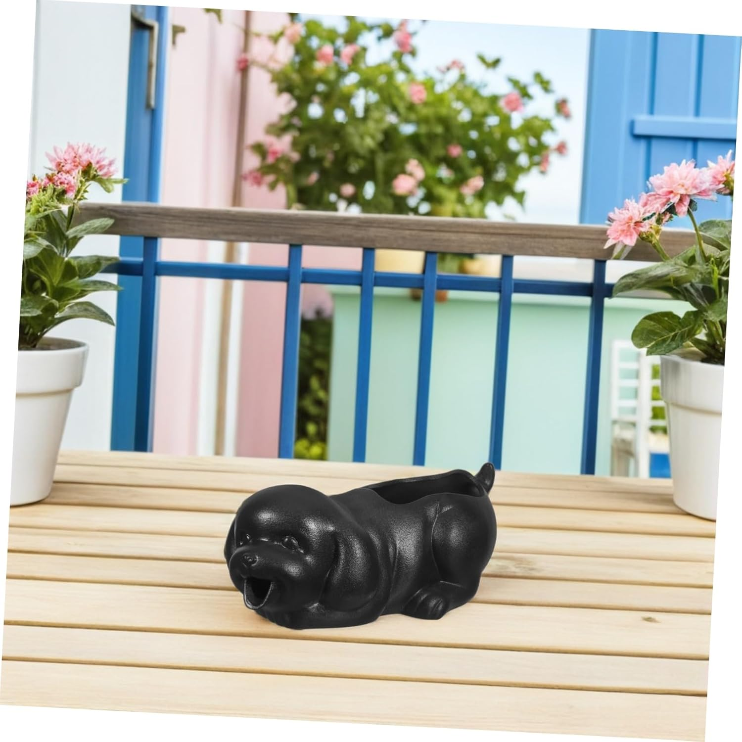 SUPVOX Ceramic Dog Fountain Spitter Indoor Waterfall Decor with Efficient Filtration Ceramic Material Unique Puppy Statue for Fish Tank and Garden Accessories