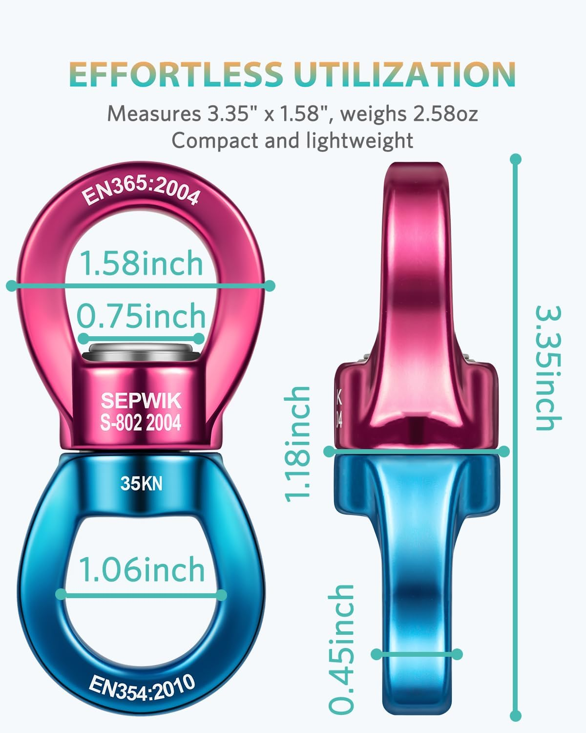 SEPWIK Swing Swivel, 35KN Swing Spinner, 360&deg; Safety Rotational Device Hanging Accessory for Hanging Hammock, Web Tree Swing, Aerial Dance, Children'S Swing image number 6