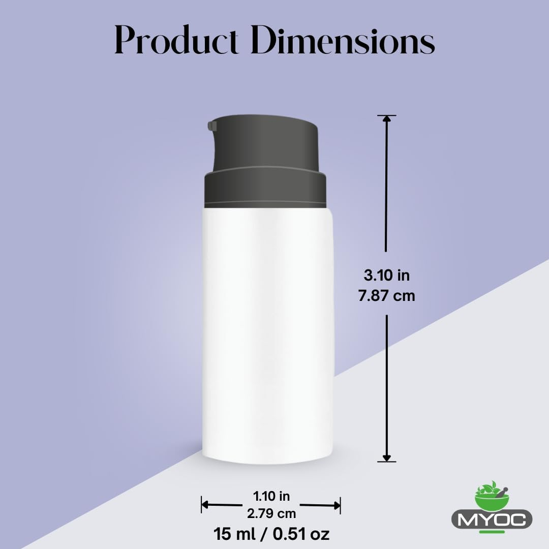 MYOC White Airless Bottle Set with Black Pump| 4 Bottles | 15Ml | Leak-Proof & Precise Dispensing | Ideal for DIY Beauty & Skincare image number 5