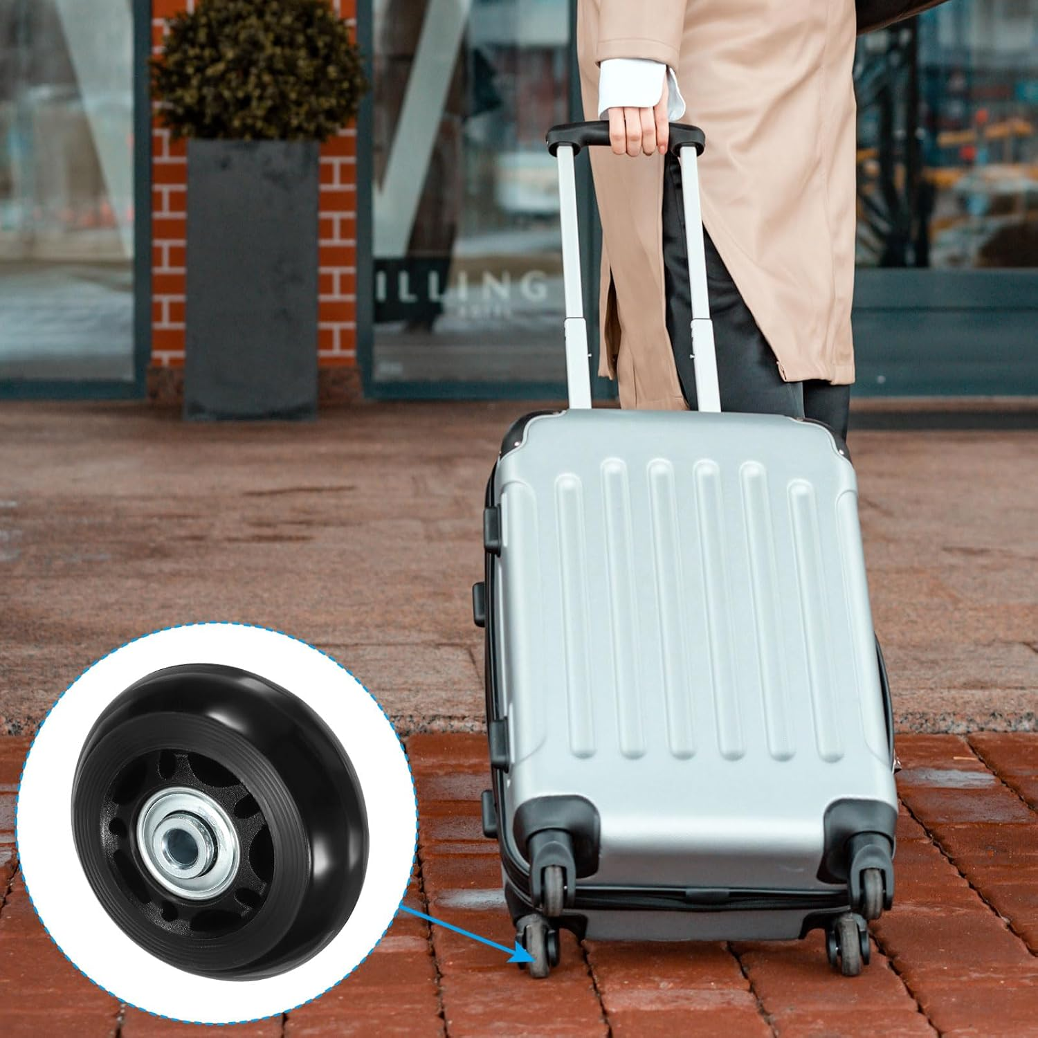 Uxcell Replacement Luggage Suitcase Wheels Repair Kit, 60Mmx24Mm Wear-Resistant & Mute Swivel Caster Wheels image number 5
