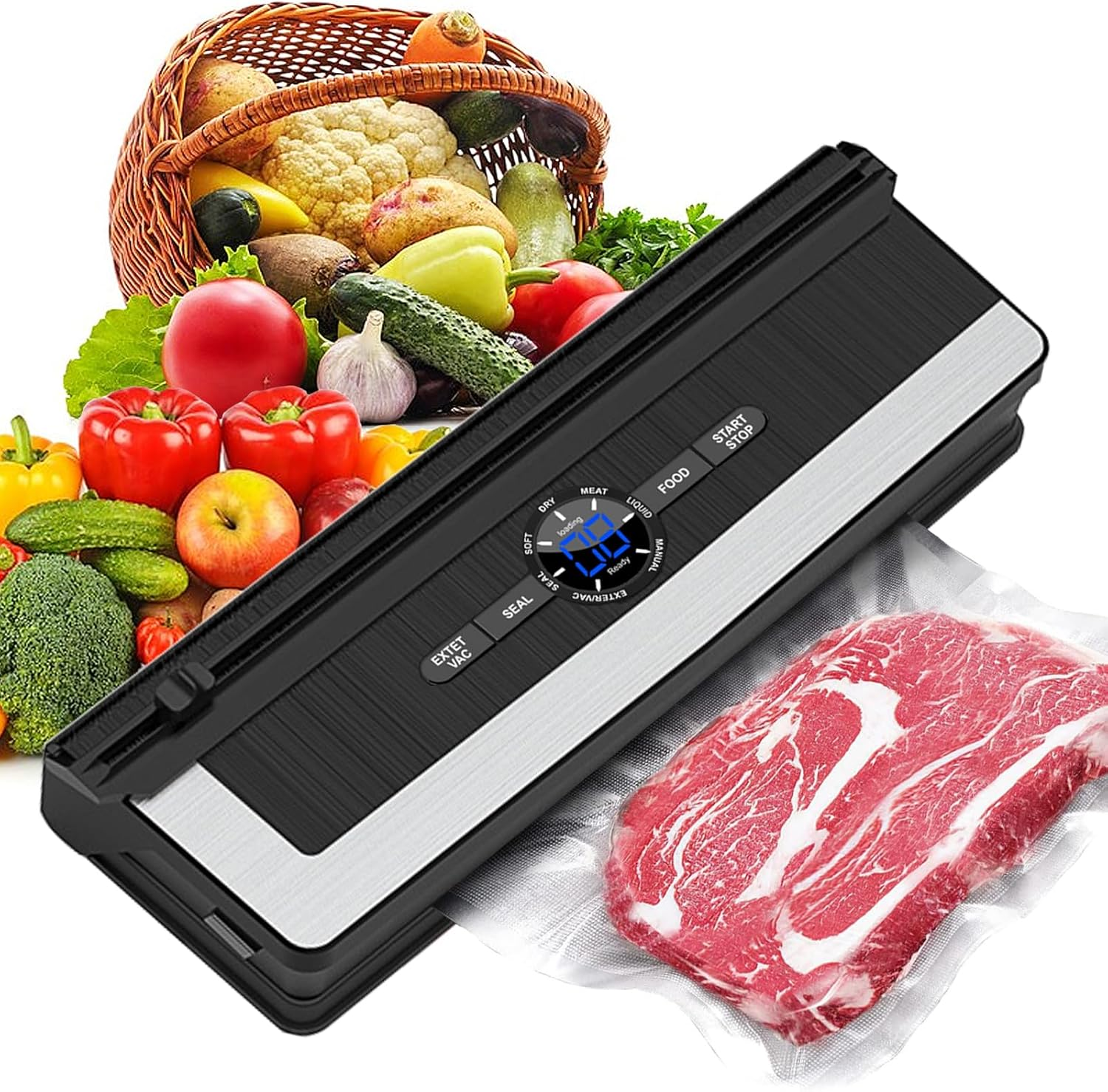 Vacuum Sealer Machine with Cutter,Automatic Sealing Machine for Food Preservation Dry Moist Sealing Modes,Food Packer Equipped with 5 Vacuum Bags,Tipai image number 4