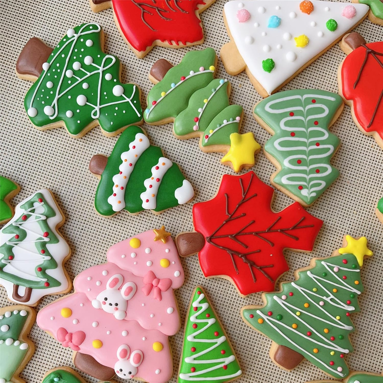 Tree Shaped Cookie Cutters Set of 2 Pcs, Stainless Steel Christmas Tree Fondant Cutter Molds Baking DIY, 4 Inches/2.5 Inches (Tree Shape C) image number 5