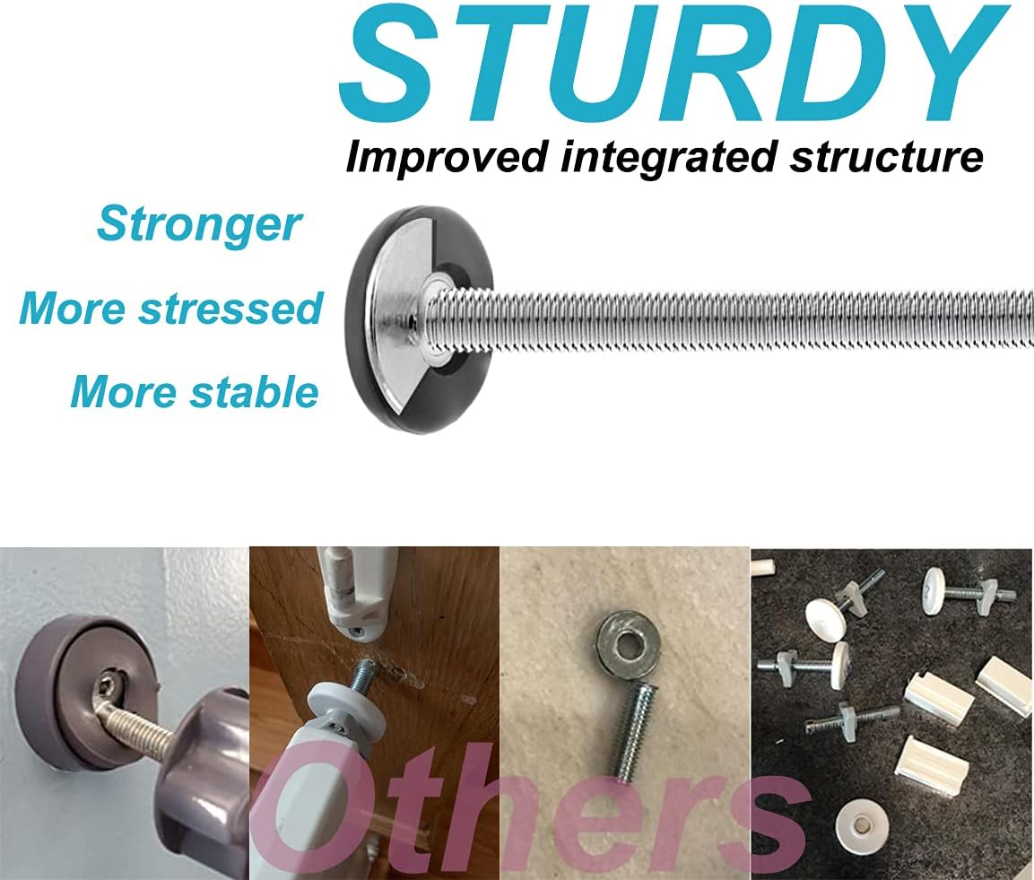 4Pcs Universal Baby Gate Threaded Spindle Rod, M8 (8Mm) Replacement Bolt Part for Baby & Pet Pressure Mounted Safety Gates, Extra Long Baby Tension Gate Extender (Black) - White image number 2