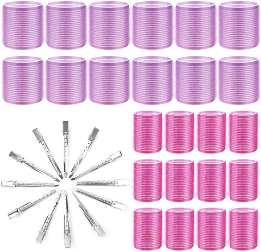 Armastuse Hair Curlers Rollers,36Pcs Jumbo Big Hair Roller Sets with Stainless Steel Duckbill Clip, 2 Size Self Grip Hair Curlers Rollers for Long Medium Short Thick Fine Thin Hair Bangs Volume（45 Mm,63 Mm) image number 3