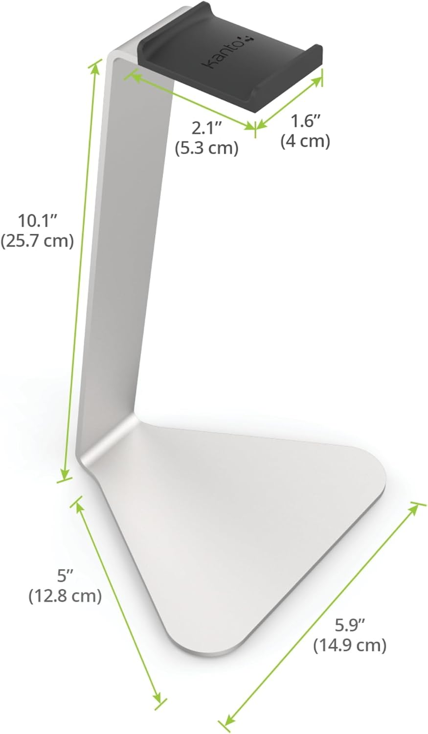 Kanto H1W Universal Desktop Headphone Stand with Curved Silicone Padding | Silver image number 2