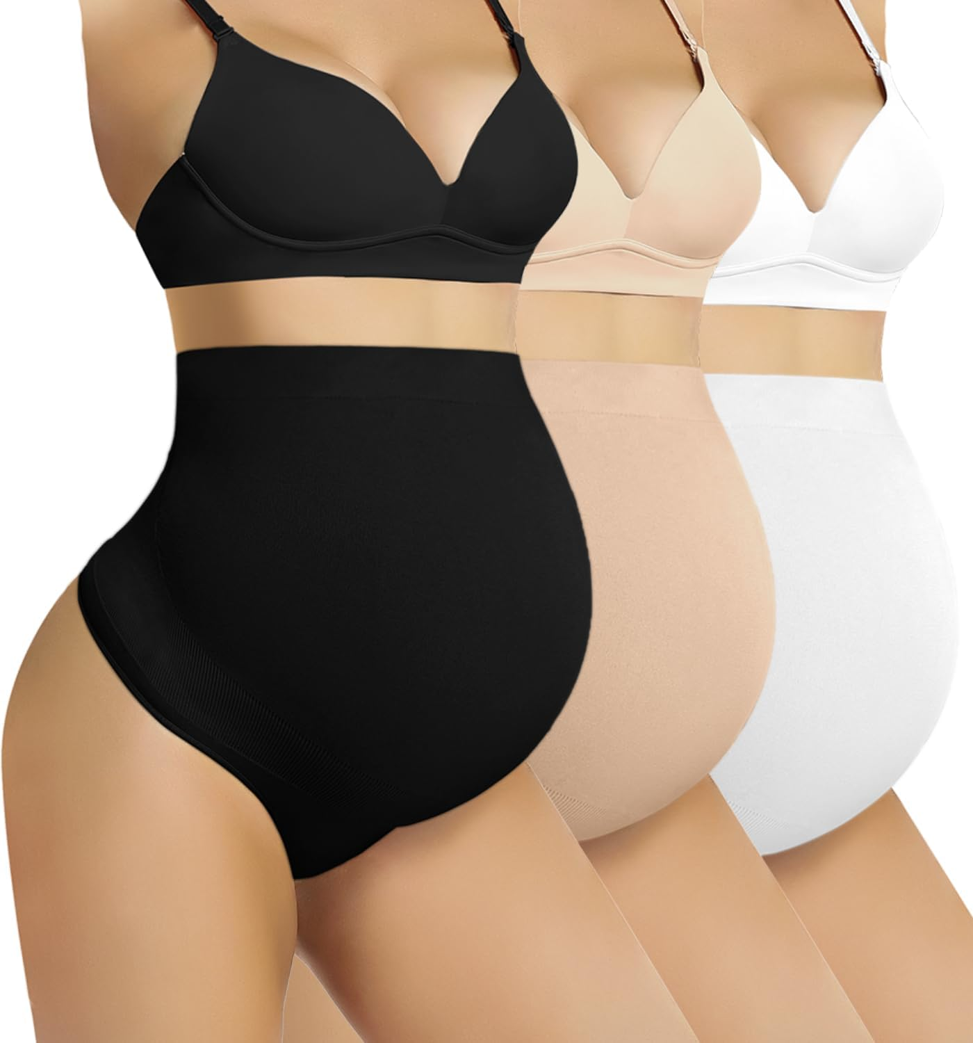 Seamless Maternity Shapewear over Belly Support Thong High Waist Underwear Panties for Pregnancy