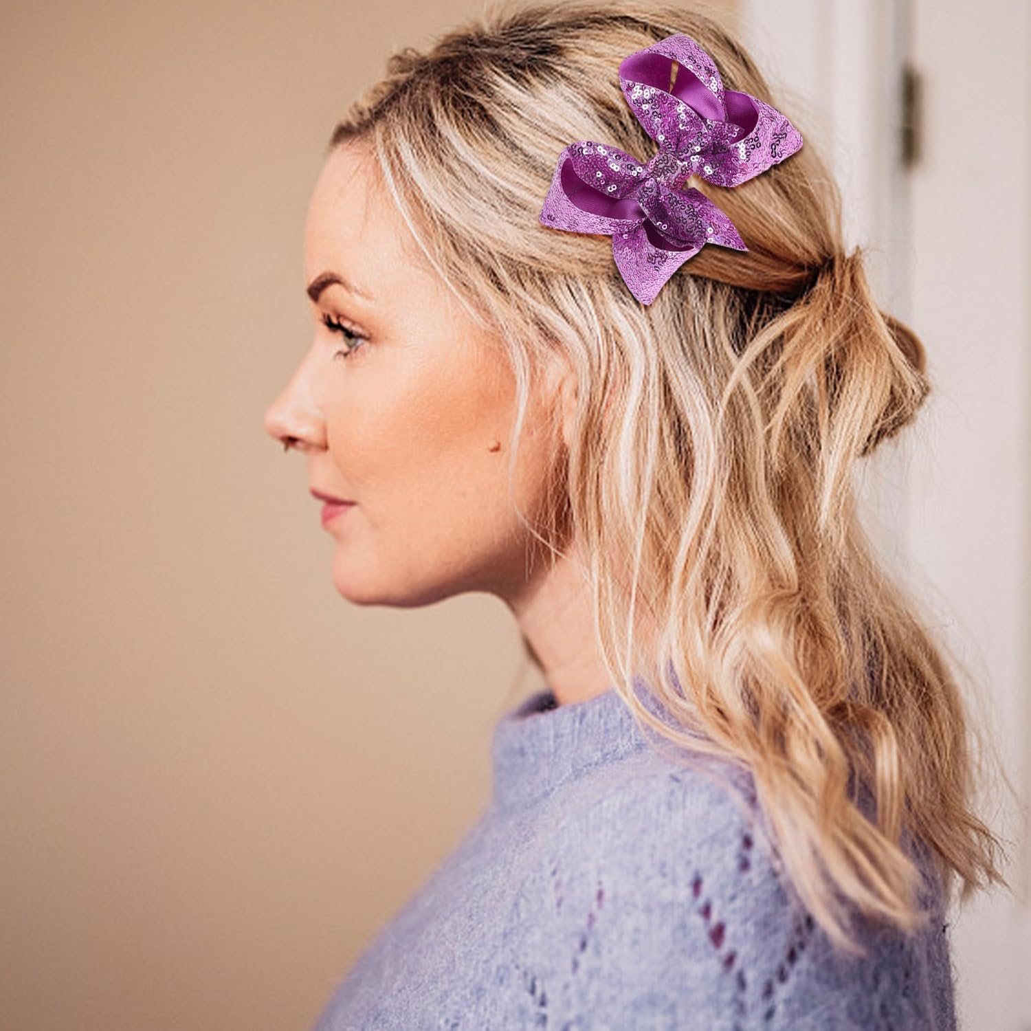 2 Bow Hair Clips and 2 Bow Hair Bows, Hair Authorities with Sequins, Children'S Accessories, Hairstyle Decorations. image number 5