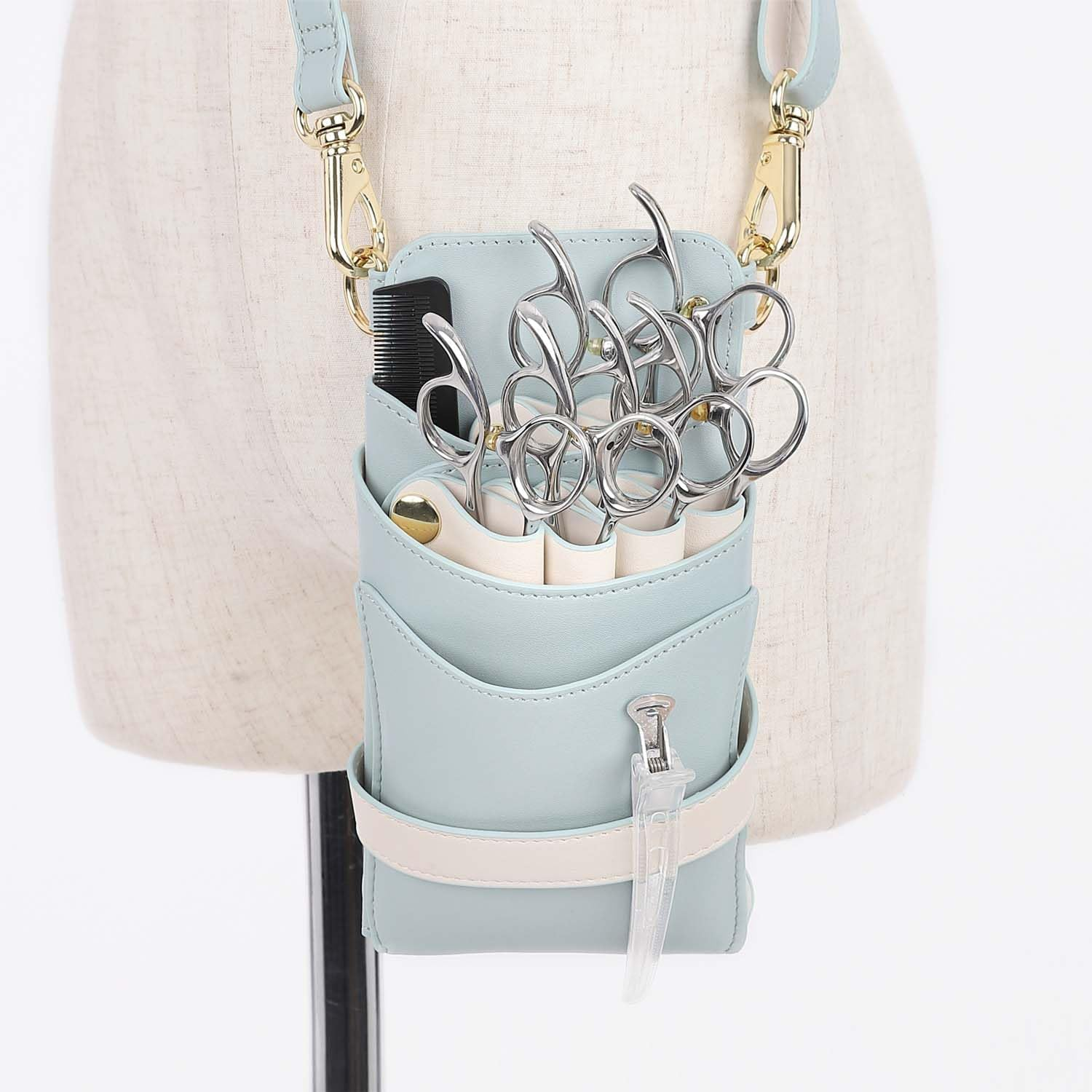 DEEDS S-416 Scissor Case for 4 to 6 Cells Siena Light Blue X Ivory