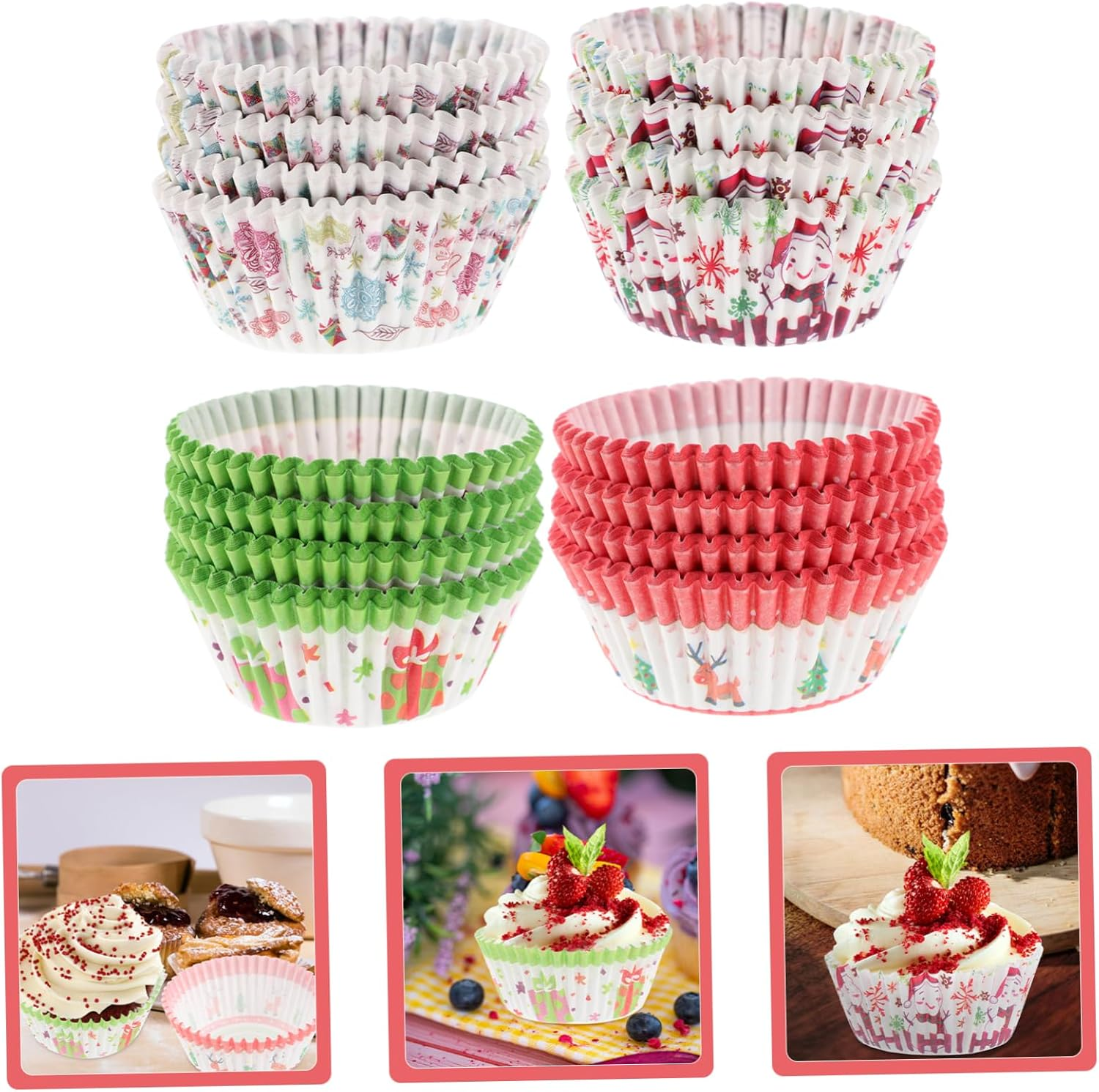 Mini Cake Liners Patterned Paper Cupcake Liners Small Cupcake Wrappers Baking Cake Cups Food-Grade Material image number 2