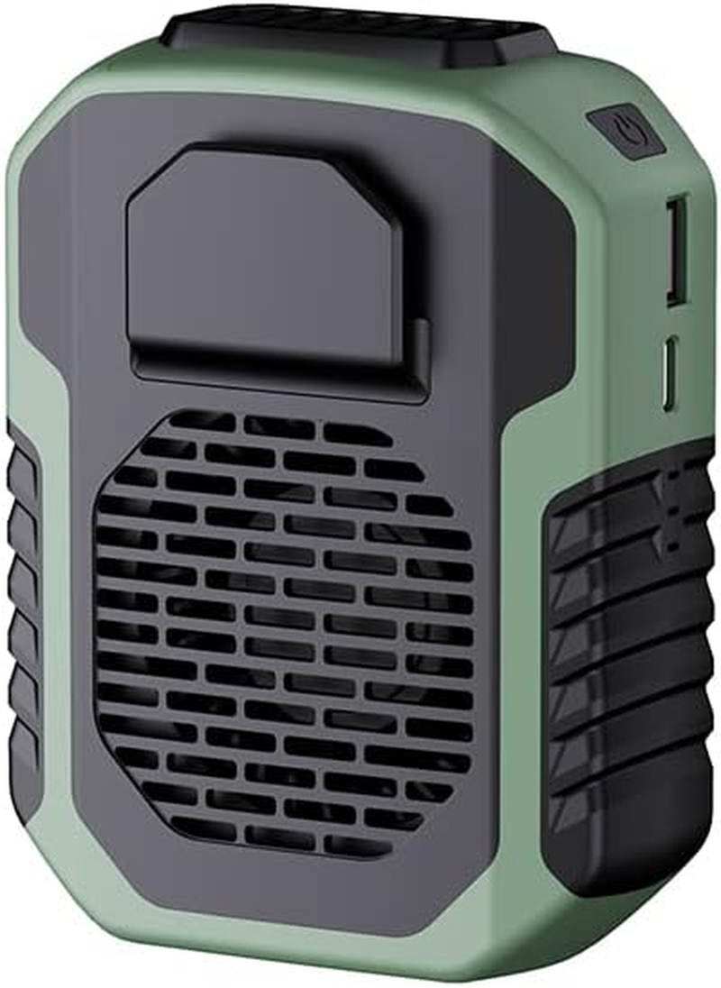 MARZIUS Outdoor 4 in 1 Function USB Waist Fan Belt Fan Clip on Personal Necklace Cooling Work Clothes Fan,3 Speed, Strong Airflow (Green)