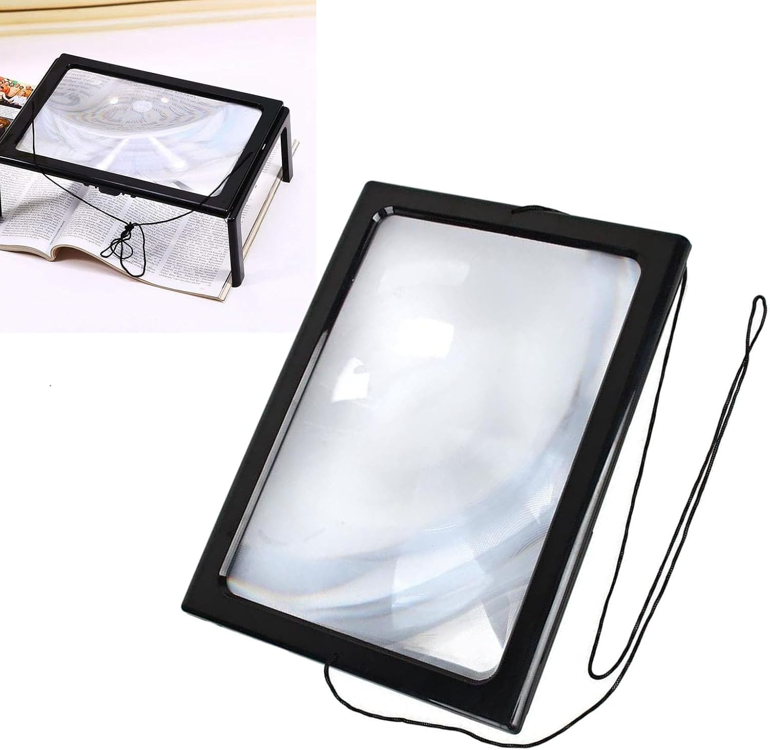 Reading Magnifying Glass 3X Foldable Hands Large Page Magnifier with 4 LED Lights for Elderly People image number 4