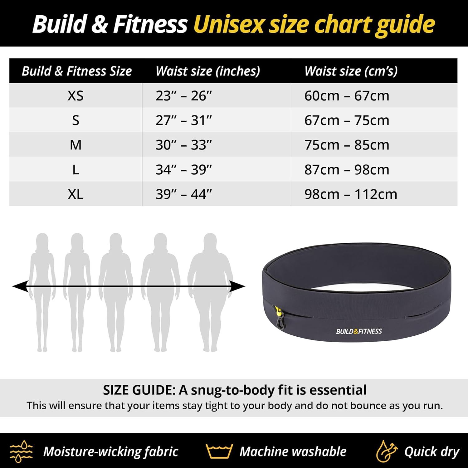 Running Belt, Fitness Belt, Flip Waist Belt with Key Clip, Fits All Phone Sizes. Unisex. for Gym Workouts, Exercise, Cycling, Walking, Jogging, Marathons, Yoga, Sport, Travel & Outdoor Activities image number 1