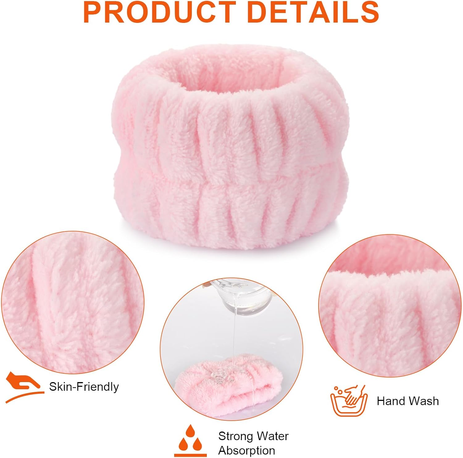 2Pcs Wrist Bands for Washing Face Wash Wristbands Wrist Towels Arm Bands for Skincare Makeup Wrist Cuffs Spa Wrist Scrunchies image number 7