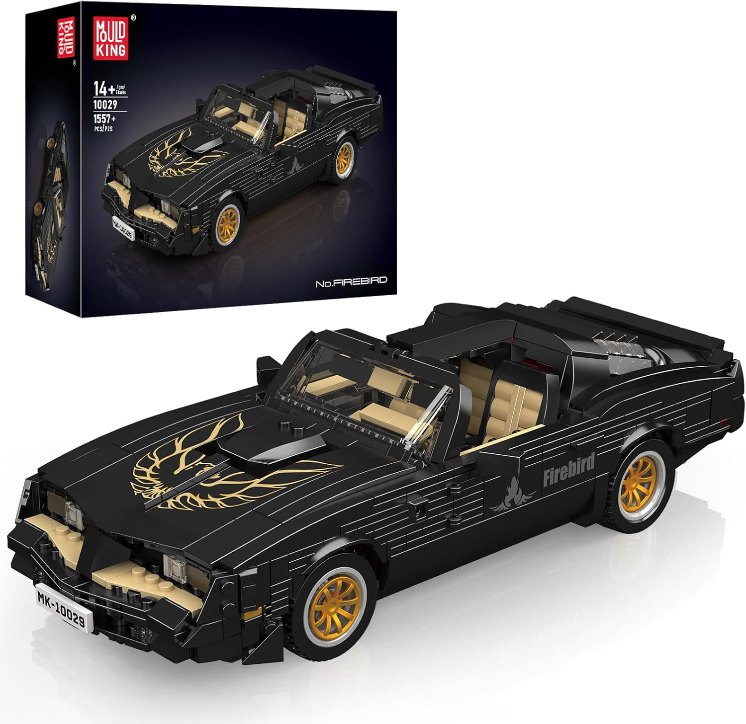 MOULD KING 10029 Technical Sports Car Building Kit,1557+ PCS Firebird Muscle Car Model, Creative Construction Toy for Teens and Adults 14+