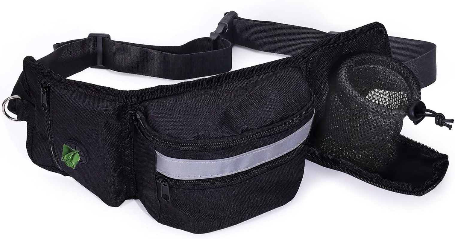 Realand Dog Treat Bag, Dog Walking Treat Bag for Pet Training with Waist Belt, Treat Bag for Dog Training, Treat Bag, Training Bag, Black image number 5