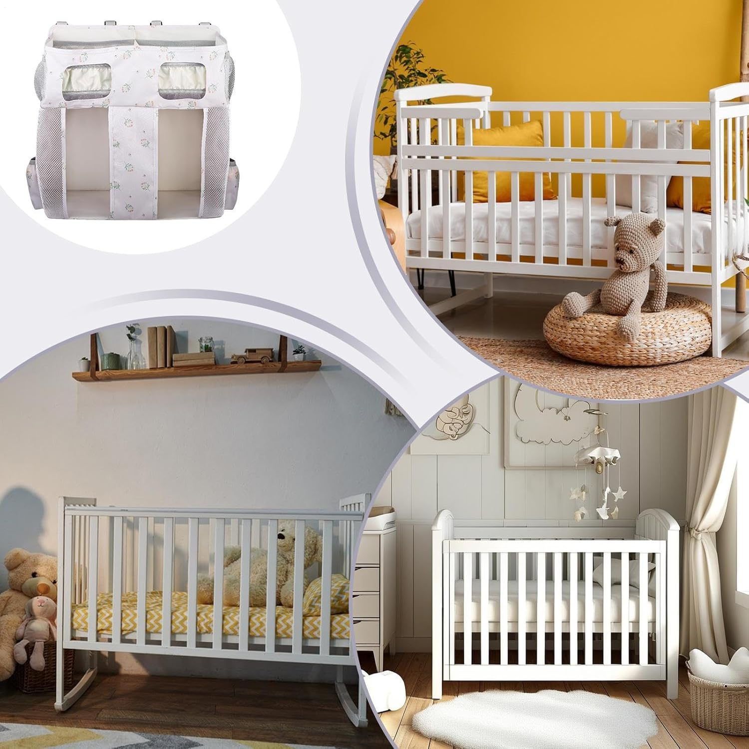 Crib Diaper Organizer, Oxford Bedside Storage Bag, 19.6X17.3X6.3 Inch, Large Capacity Nursery Stacker with Hanging Design, Ideal for Diapers, Bottles, Wipes, Bibs, Cribs, Nursery, - Letter D image number 6