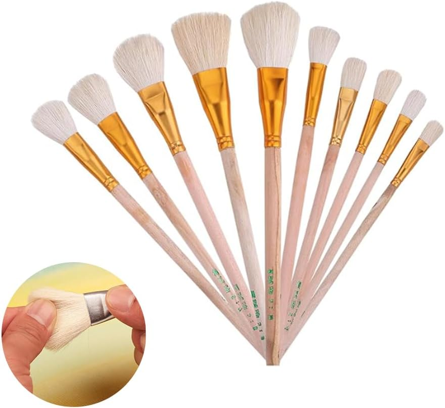 Goat Hair Paint Brushes, 12-Piece Set, Acrylic Watercolour Oil Painting, Gold Foil Gilding image number 2