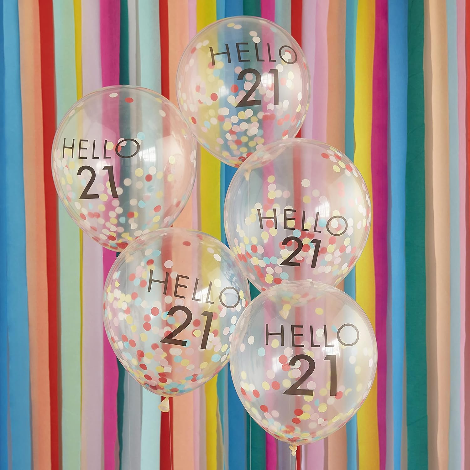 Ginger Ray Mix It up Brights Hello 40 Milestone Birthday Latex Balloons, 30 Cm Size (Pack of 5) image number 3