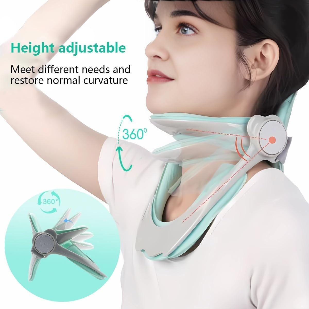 IODOO 360&deg;Adjustable Neck Brace for Forward Head Posture Correction, Cervical Neck Traction Device, Effective Neck Posture Corrector, Neck Stretcher to Relieve Pressure image number 6