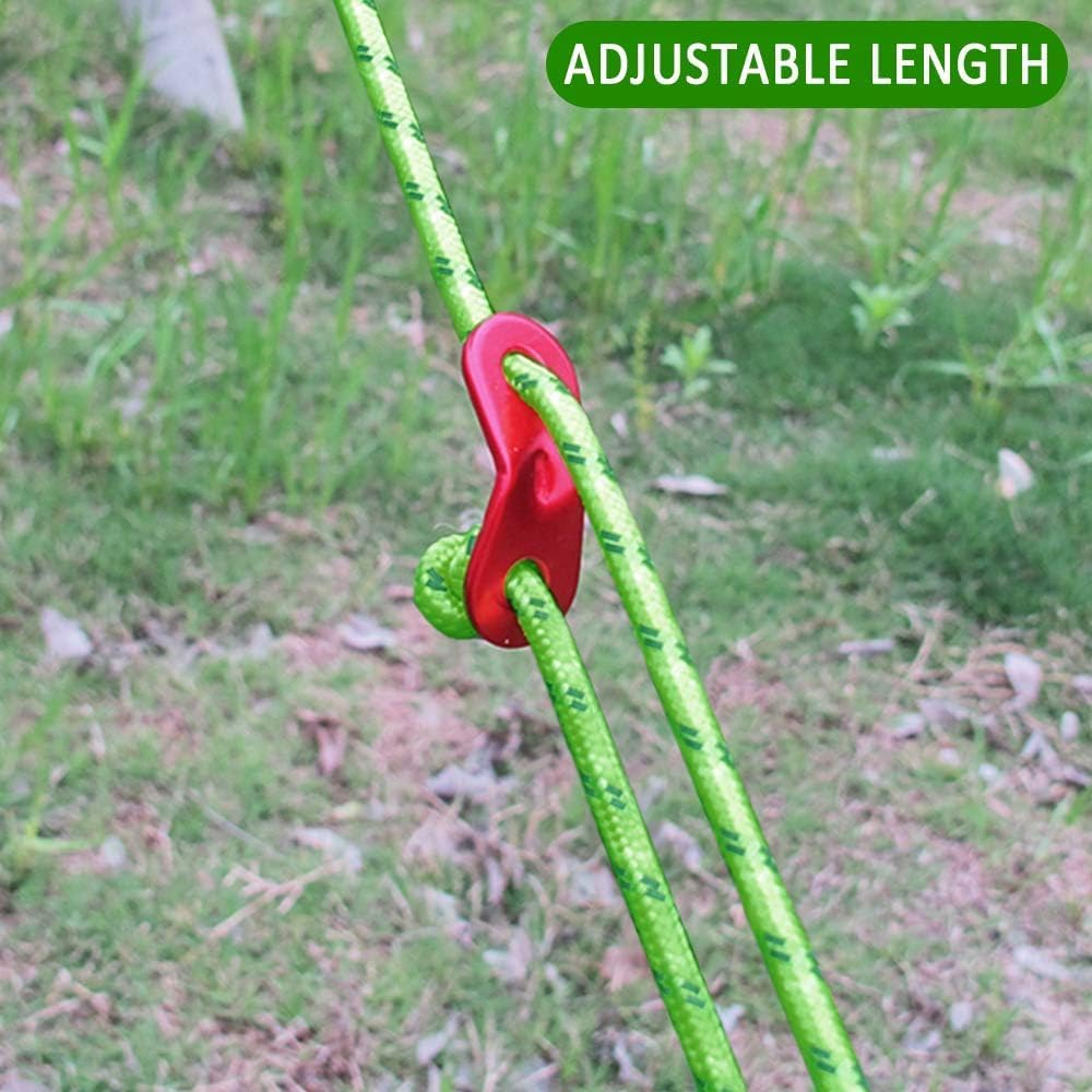 Camping Rope, 8Pcs Tent Guy Ropes Reflective Guy Rope Tent Rope with Aluminium Tensioner, Guide Ropes Tent Guyline Paracord Camping Rope for Tent, Tarp, Outdoor Packaging (4Mm X 4M,Green) image number 5