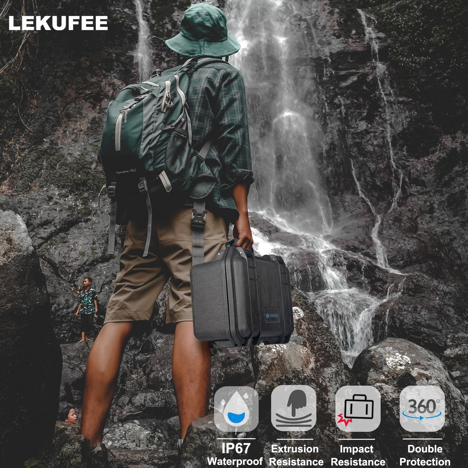 Lekufee Waterproof Hard Case Compatible with Gopro Hero 13/Gopro Hero 12/11/10/9/8/Gopro Volta/Media Mod/Creator Edition/Waterproof Action Camera and Accessories(Case Only)(Includes Shoulder Strap) image number 1