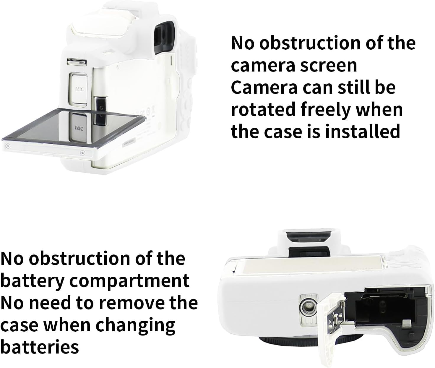 Camera Case for  EOS M50/M50 Mark II Digital Camera, Anti-Scratch Soft Silicone Case Cover Housing Protective Cover Protector Camera Body Skin Case (White) image number 3