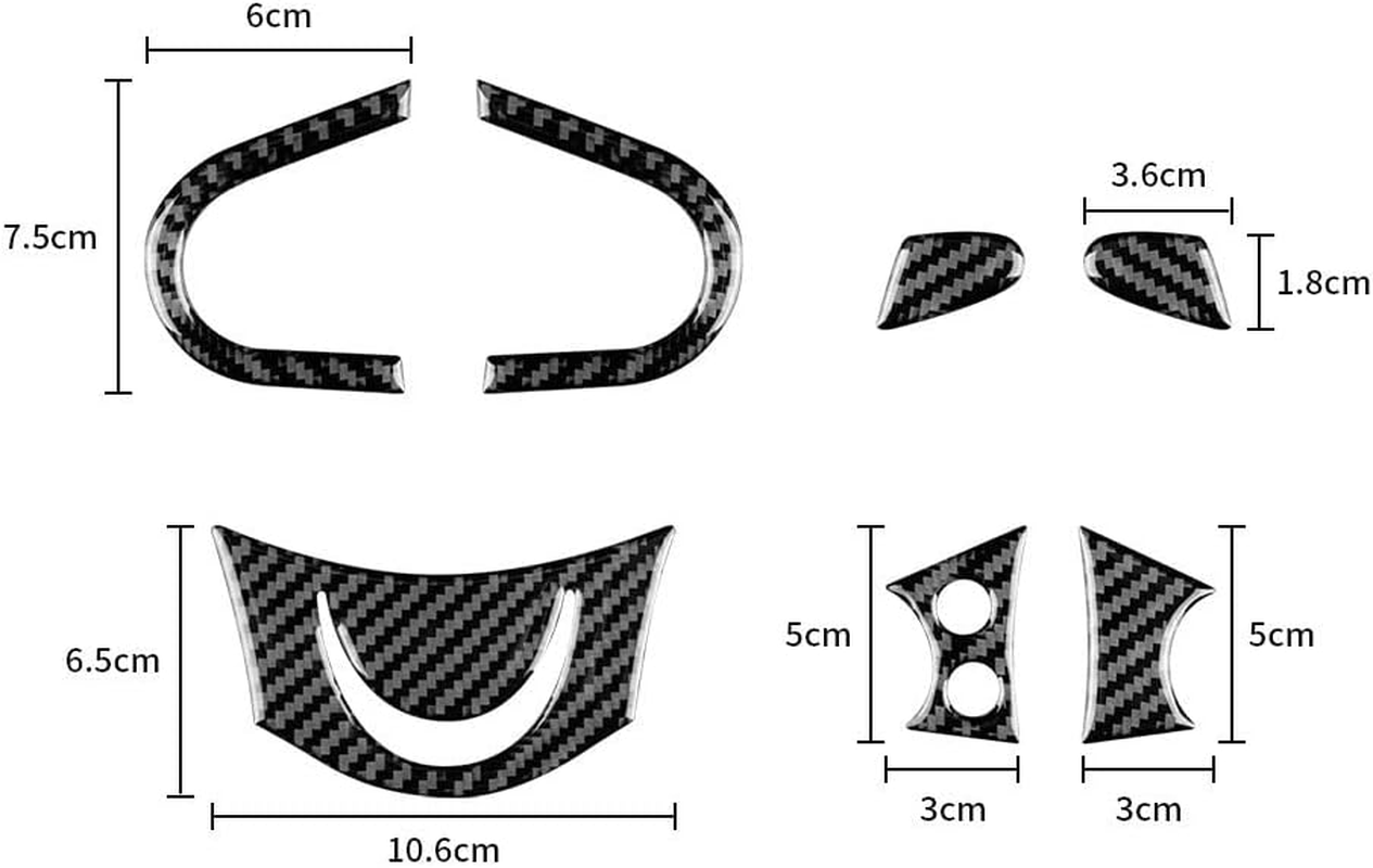 CYPHE AMBERMILE Carbon Fiber Fit for Mini Cooper Hardtop R56 Clubman R55 R57 Accessories Interior Car Steering Wheel Button Cover Sticker (Color : Black)